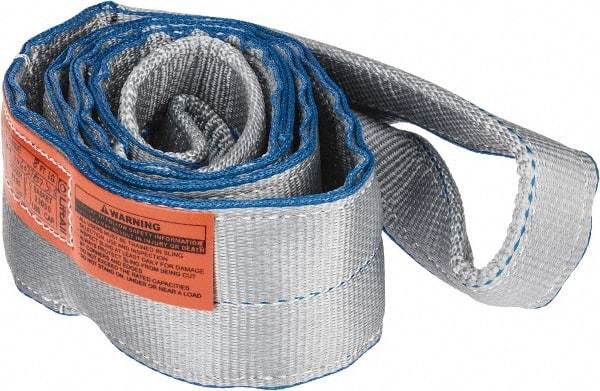 Lift-All - 8' Long x 4" Wide, 11,500 Lb Vertical Capacity, 2 Ply, Polyester Web Sling - 9,200 Lb Choker Capacity, Silver (Color) - Benchmark Tooling