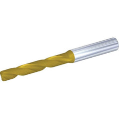 Kennametal - 9.7mm 140° Spiral Flute Solid Carbide Screw Machine Drill Bit - Multilayer TiAlN Finish, Right Hand Cut, 47mm Flute Length, 89mm OAL, Standard Point, Straight Shank - Benchmark Tooling