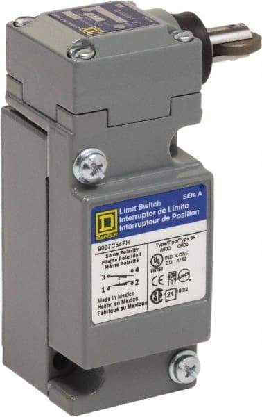 Square D - SPDT, NC/NO, 600 Volt, Screw Terminal, Plunger Actuator, General Purpose Limit Switch - 4 Lb Operating Force - Benchmark Tooling