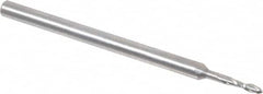 Onsrud - 1/16" Cutting Diam x 1/4" Length of Cut, 2 Flute, Upcut Spiral Router Bit - Uncoated, Right Hand Cut, Solid Carbide, 2" OAL x 1/8" Shank Diam, Ball End Taper, 30° Helix Angle - Benchmark Tooling