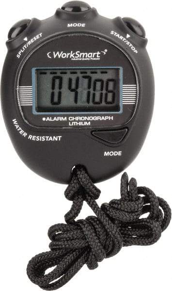 Value Collection - Water Resistant Digital Stopwatch - 3V Lithium Battery, Back Lit, Black - Benchmark Tooling