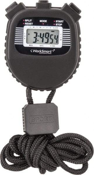 Value Collection - LCD Digital Stopwatch - 3 Functions, 1/100 Sec Resolution, Black - Benchmark Tooling