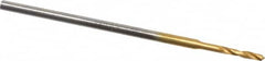 Micro Drill Bit: 0.0283″ Dia, 118 °, Cobalt TiN Finish, 0.984″ OAL, RH Cut, Spiral Flute, Straight-Cylindrical Shank, Series 660