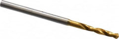 Micro Drill Bit: 0.0492″ Dia, 118 °, Cobalt TiN Finish, 0.984″ OAL, RH Cut, Spiral Flute, Straight-Cylindrical Shank, Series 660