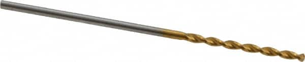 Guhring - 1.1mm 130° High Speed Steel Jobber Drill - TiN Finish, Right Hand Cut, Parabolic Flute, Straight Shank, 1-7/16" OAL, Standard Point - Benchmark Tooling