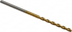 Guhring - 1.65mm 130° High Speed Steel Jobber Drill - TiN Finish, Right Hand Cut, Parabolic Flute, Straight Shank, 1-11/16" OAL, Standard Point - Benchmark Tooling
