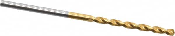 Guhring - 1.95mm 130° High Speed Steel Jobber Drill - TiN Finish, Right Hand Cut, Parabolic Flute, Straight Shank, 1-15/16" OAL, Standard Point - Benchmark Tooling