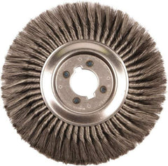 Weiler - 12" OD, 2" Arbor Hole, Knotted Steel Wheel Brush - 3/4" Face Width, 2-3/4" Trim Length, 0.014" Filament Diam, 3,600 RPM - Benchmark Tooling