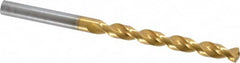 Guhring - 6.3mm 130° High Speed Steel Jobber Drill - TiN Finish, Right Hand Cut, Parabolic Flute, Straight Shank, 3-31/32" OAL, Standard Point - Benchmark Tooling