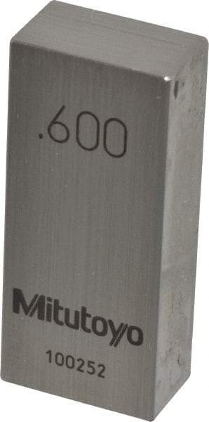 Mitutoyo - 0.6" Rectangular Steel Gage Block - Accuracy Grade 0, Includes Certificate of Inspection - Benchmark Tooling