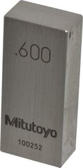 Mitutoyo - 0.6" Rectangular Steel Gage Block - Accuracy Grade 0, Includes Certificate of Inspection - Benchmark Tooling