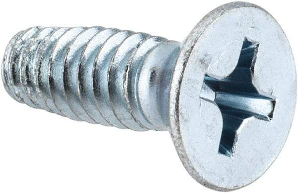 Value Collection - 1/4-20 UNC Thread, 3/4" OAL, Phillips Drive Steel Thread Cutting Screw - Flat Head, Grade 2, Point Type F, Zinc-Plated Finish - Benchmark Tooling