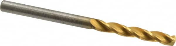 Guhring - 3.3mm 150° Solid Carbide Jobber Drill - TiN Finish, Right Hand Cut, Spiral Flute, Straight Shank, 1.929" OAL, Standard Point - Benchmark Tooling