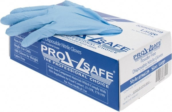 PRO-SAFE - Size L, 5 mil, Industrial Grade, Powder Free Nitrile Disposable Gloves - Exact Industrial Supply