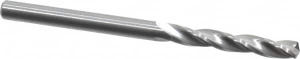 Guhring - 3.3mm 150° Solid Carbide Jobber Drill - Bright Finish, Right Hand Cut, Spiral Flute, Straight Shank, 49mm OAL, Standard Point - Benchmark Tooling