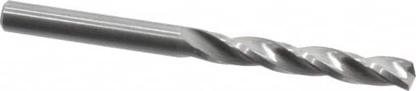 Guhring - 4.9mm 150° Solid Carbide Jobber Drill - Bright Finish, Right Hand Cut, Spiral Flute, Straight Shank, 62mm OAL, Standard Point - Benchmark Tooling