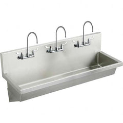 ELKAY - Stainless Steel Sinks Type: (3) Person Wash-Station w/Manual Faucet Outside Length: 72 (Inch) - Benchmark Tooling