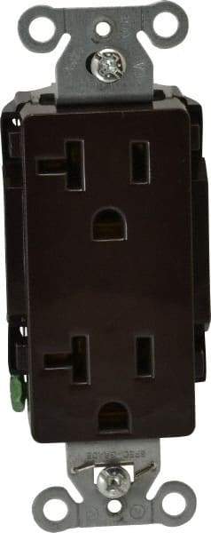 Hubbell Wiring Device-Kellems - 125 VAC, 20 Amp, 5-20R NEMA Configuration, Brown, Specification Grade, Self Grounding Duplex Receptacle - 1 Phase, 2 Poles, 3 Wire, Flush Mount - Benchmark Tooling