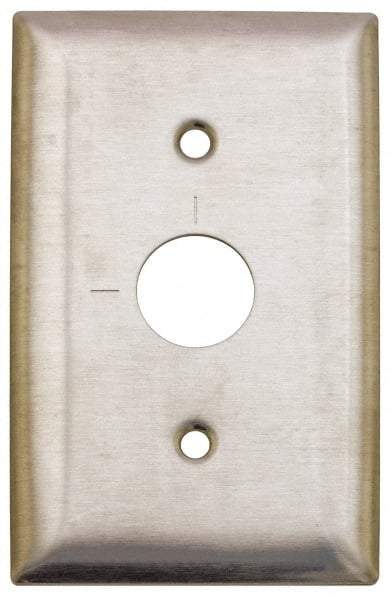 Hubbell Wiring Device-Kellems - 1 Gang, 2-7/8 Inch Long, Switch Plate - Barrel Key Switch, Gray, Stainless Steel - Benchmark Tooling