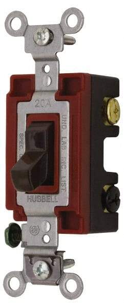 Hubbell Wiring Device-Kellems - 3 Pole, 120 to 277 VAC, 15 Amp, Industrial Grade, Toggle, Wall and Dimmer Light Switch - 1-5/16 Inch Wide x 4-1/16 Inch High - Benchmark Tooling