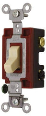 Hubbell Wiring Device-Kellems - 3 Pole, 120 to 277 VAC, 15 Amp, Industrial Grade, Toggle, Wall and Dimmer Light Switch - 1-5/16 Inch Wide x 4-1/16 Inch High - Benchmark Tooling