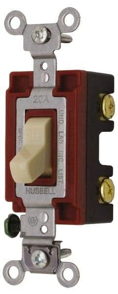 Hubbell Wiring Device-Kellems - 2 Pole, 120 to 277 VAC, 20 Amp, Industrial Grade, Toggle, Wall and Dimmer Light Switch - 1-5/16 Inch Wide x 4-1/16 Inch High - Benchmark Tooling