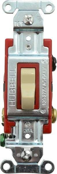 Hubbell Wiring Device-Kellems - 3 Pole, 120 to 277 VAC, 20 Amp, Industrial Grade, Toggle, Wall and Dimmer Light Switch - 1-5/16 Inch Wide x 4-1/16 Inch High - Benchmark Tooling