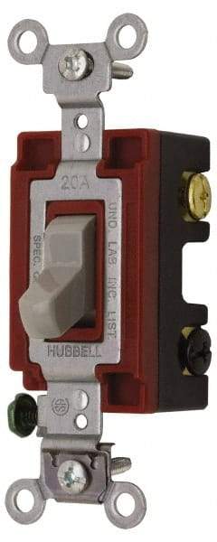 Hubbell Wiring Device-Kellems - 4 Pole, 120 to 277 VAC, 20 Amp, Industrial Grade, Toggle, Wall and Dimmer Light Switch - 1-5/16 Inch Wide x 4-1/16 Inch High - Benchmark Tooling