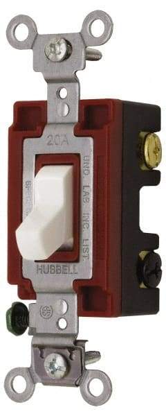 Hubbell Wiring Device-Kellems - 4 Pole, 120 to 277 VAC, 20 Amp, Industrial Grade, Toggle, Wall and Dimmer Light Switch - 1-5/16 Inch Wide x 4-1/16 Inch High - Benchmark Tooling