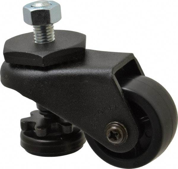 Sunnex - 1" Wide, Nylon Swivel Caster - 200 Lb Capacity, Threaded Stem Mount, 2.87" x 2.87" Plate, Ball Bearing - Benchmark Tooling