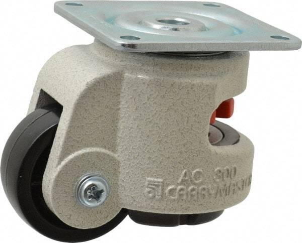 Sunnex - 7/8" Wide, Nylon Swivel Caster - 300 Lb Capacity, Top Plate Mount, 2.87" x 2.87" Plate, Ball Bearing - Benchmark Tooling