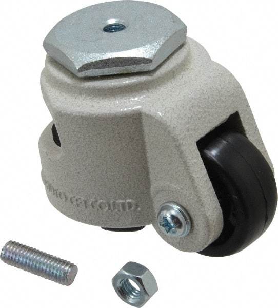 Sunnex - 7/8" Wide, Nylon Swivel Caster - 50 Lb Capacity, Threaded Stem Mount, 2.87" x 2.87" Plate, Ball Bearing - Benchmark Tooling