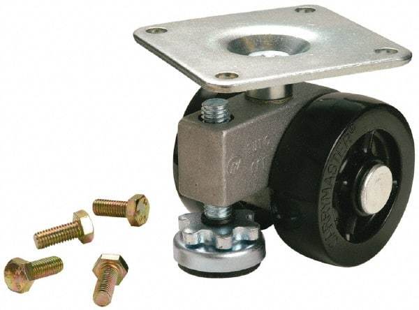 Sunnex - 1" Wide, Nylon Swivel Caster - 800 Lb Capacity, Top Plate Mount, 3.54" x 3.54" Plate, Ball Bearing - Benchmark Tooling