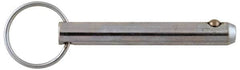 Gibraltar - 3/8" Pin Diam, 2-7/8" Long, Zinc Plated Stainless Steel Ball Lock Hitch Pin - 2-1/2" Usable Length - Benchmark Tooling