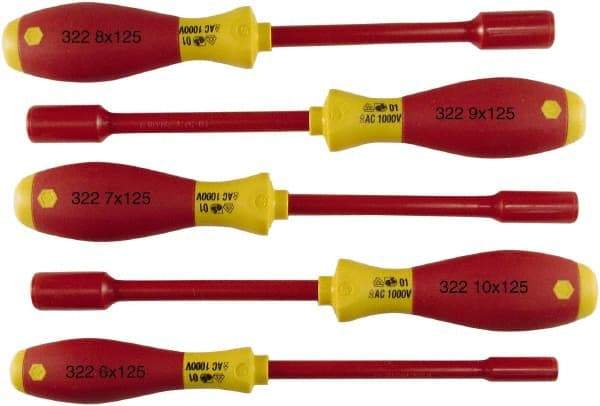 Wiha - 5 Piece 6 to 10mm Insulated Nutdriver Set - Insulated Handle - Benchmark Tooling