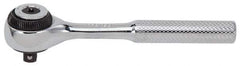 Proto - 1/4" Drive Round Head Standard Ratchet - Chrome Finish, 4-1/2" OAL, 72 Gear Teeth, Standard Knurled Handle, Standard Head - Benchmark Tooling