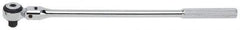 Proto - 1/2" Drive Round Head Quick-Release Ratchet - Chrome Finish, 16-7/8" OAL, 72 Gear Teeth, Standard Knurled Handle, Flex with Speed Ring Head - Benchmark Tooling