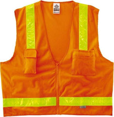Ergodyne - Size 2X/3XL High Visibility Orange Mesh/Solid Surveyor's Vest - 52 to 58" Chest, ANSI/ISEA 107, Zipper Closure, 6 Pockets, Polyester - Benchmark Tooling