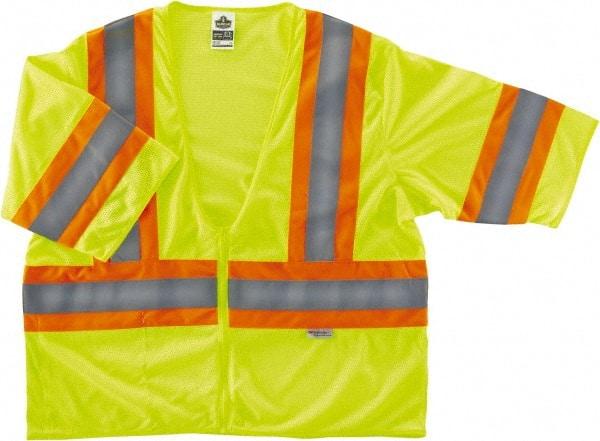 Ergodyne - Size 2X/3XL High Visibility Lime Mesh General Purpose Vest - 52 to 58" Chest, ANSI/ISEA 107, Zipper Closure, 1 Pocket, Polyester - Benchmark Tooling