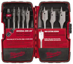 Milwaukee Tool - 3/8 to 1-1/8", Bright Finish, Carbon Steel Spade Drill Bit Set - Benchmark Tooling