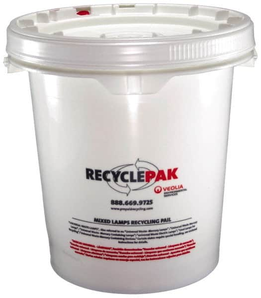 Recyclepak - 15 Inch Deep, Lamp Recycling Box - 15 Inch Diameter, 69 Lb. Capacity, 5 Gallon Pail - Benchmark Tooling