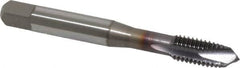 OSG - M8x1.25 Metric Coarse, 3 Flute, TiCN Finish, Vanadium High Speed Steel Spiral Point Tap - Plug Chamfer, Right Hand Thread, 2-23/32" OAL, 1-1/8" Thread Length, 0.318" Shank Diam, 6H Class of Fit - Exact Industrial Supply