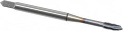 OSG - M3x0.50 Metric Coarse, 3 Flute, TiCN Finish, Vanadium High Speed Steel Spiral Point Tap - Plug Chamfer, Right Hand Thread, 1-15/16" OAL, 5/8" Thread Length, 0.141" Shank Diam, 6H Class of Fit - Exact Industrial Supply