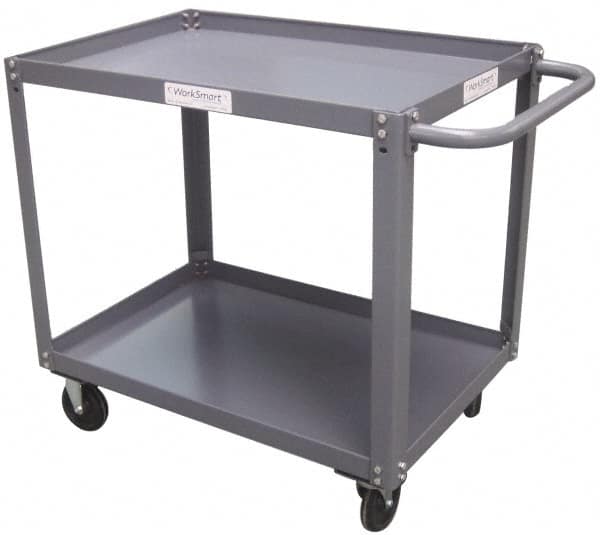 Value Collection - 1,200 Lb Capacity, 18" Wide x 30" Long x 37" High Service Cart - 2 Shelf, Steel - Benchmark Tooling