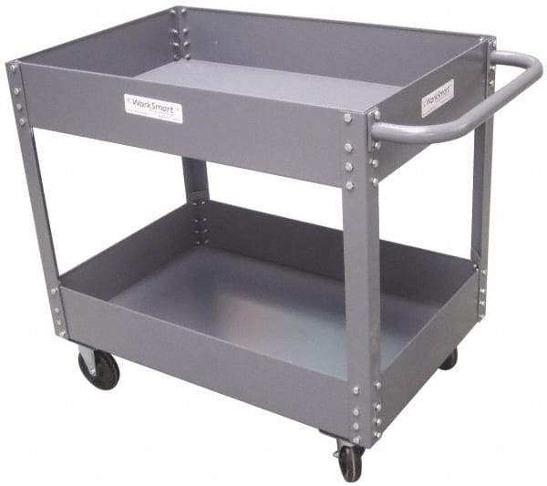 Value Collection - 1,200 Lb Capacity, 24" Wide x 36" Long x 34-5/8" High Service Cart - 2 Shelf, Steel - Benchmark Tooling