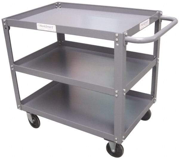 Value Collection - 1,200 Lb Capacity, 24" Wide x 36" Long x 34-5/8" High Service Cart - 3 Shelf, Steel - Benchmark Tooling