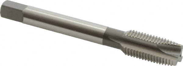 OSG - 7/16-20 UNF, 3 Flute, Bright Finish, Vanadium High Speed Steel Spiral Point Tap - Plug Chamfer, Right Hand Thread, 3-5/32" OAL, 1-7/16" Thread Length, 0.323" Shank Diam - Exact Industrial Supply