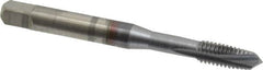 OSG - M6x1.00 Metric Coarse, 3 Flute, TiCN Finish, Vanadium High Speed Steel Spiral Point Tap - Plug Chamfer, Right Hand Thread, 2-1/2" OAL, 1" Thread Length, 0.255" Shank Diam, 6H Class of Fit - Exact Industrial Supply