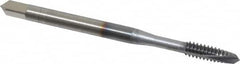 OSG - #6-32 UNC, 2 Flute, TiCN Finish, Vanadium High Speed Steel Spiral Point Tap - Plug Chamfer, Right Hand Thread, 2" OAL, 11/16" Thread Length, 0.141" Shank Diam, 2B Class of Fit - Exact Industrial Supply