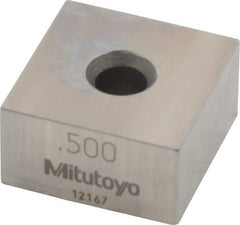 Mitutoyo - 0.5" Square Steel Gage Block - Accuracy Grade 0, Includes Certificate of Inspection - Benchmark Tooling